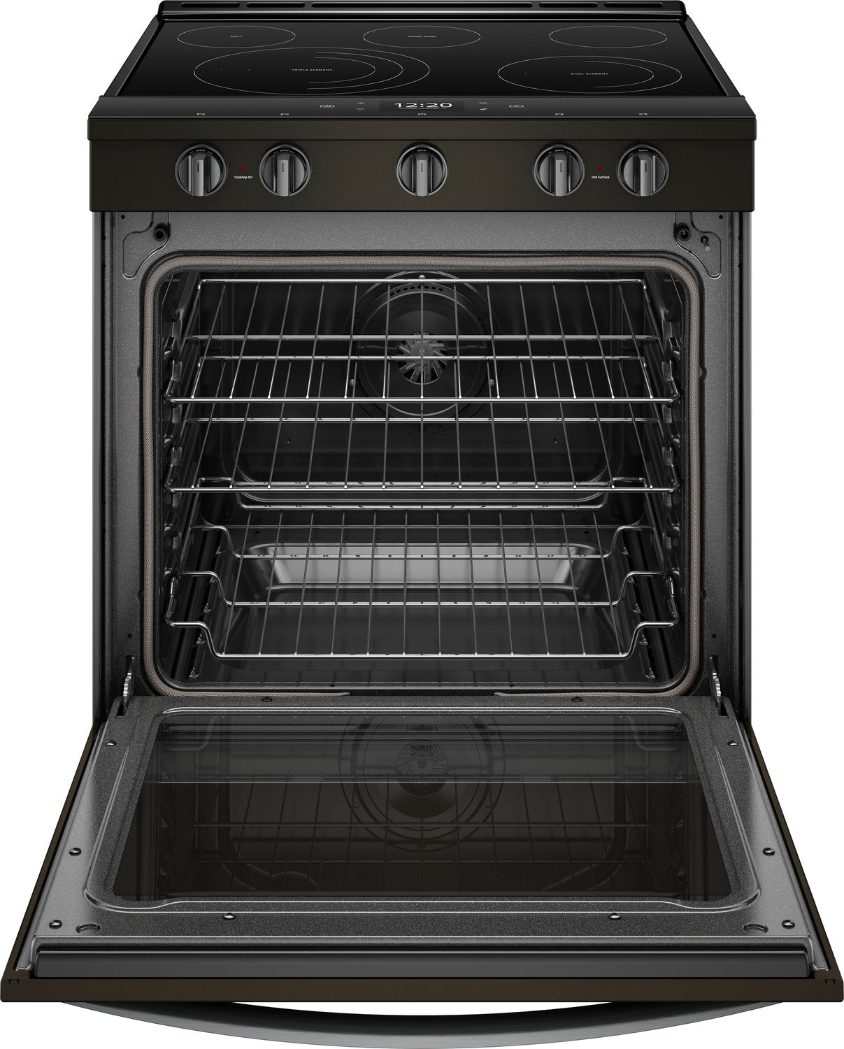 Whirlpool Black Stainless Steel Slide-In Electric True Convection Range (6.4 Cu. Ft.) - YWEE750H0HV
