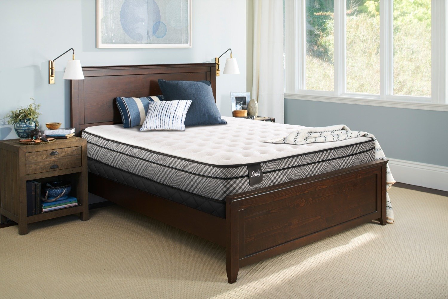 Sealy Visual Cushion Firm King Mattress and Split Boxspring Set