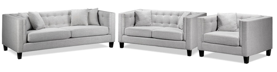 Astin Sofa, Loveseat and Chair and a Half - Grey