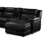 Holton 5-Piece Leather Sectional with Right-Facing Chaise - Black