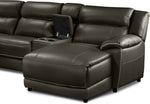 Holton 5-Piece Leather Sectional with Right-Facing Chaise - Charcoal Grey
