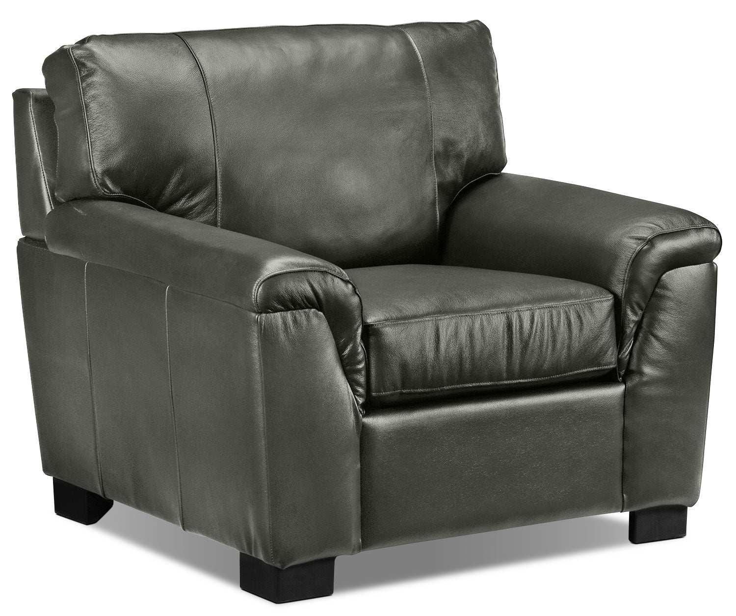 Reynolds Leather Sofa and Chair Set - Dark Grey