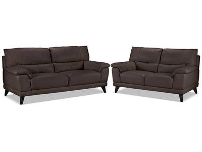 Braylon Sofa and Loveseat Set - Dark Chocolate