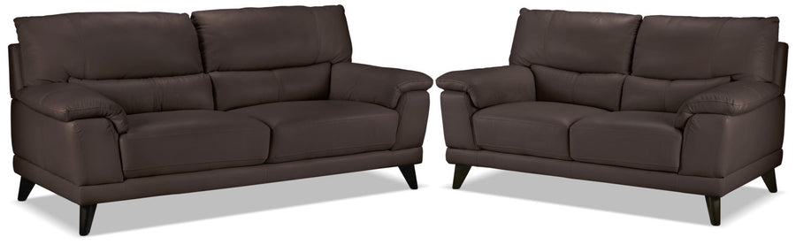 Braylon Sofa and Loveseat Set - Dark Chocolate