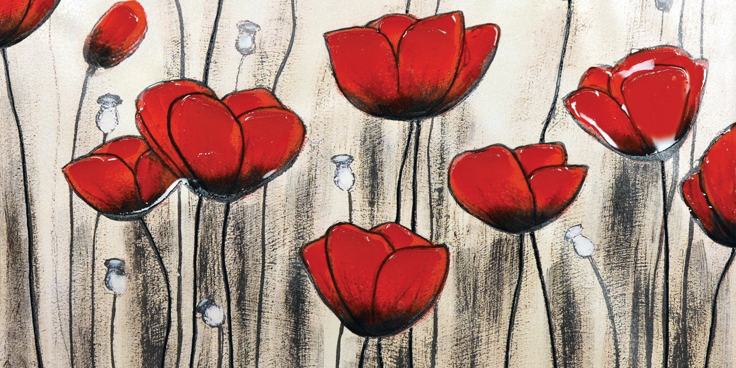 Poppies Canvas Painting (60" X 30")
