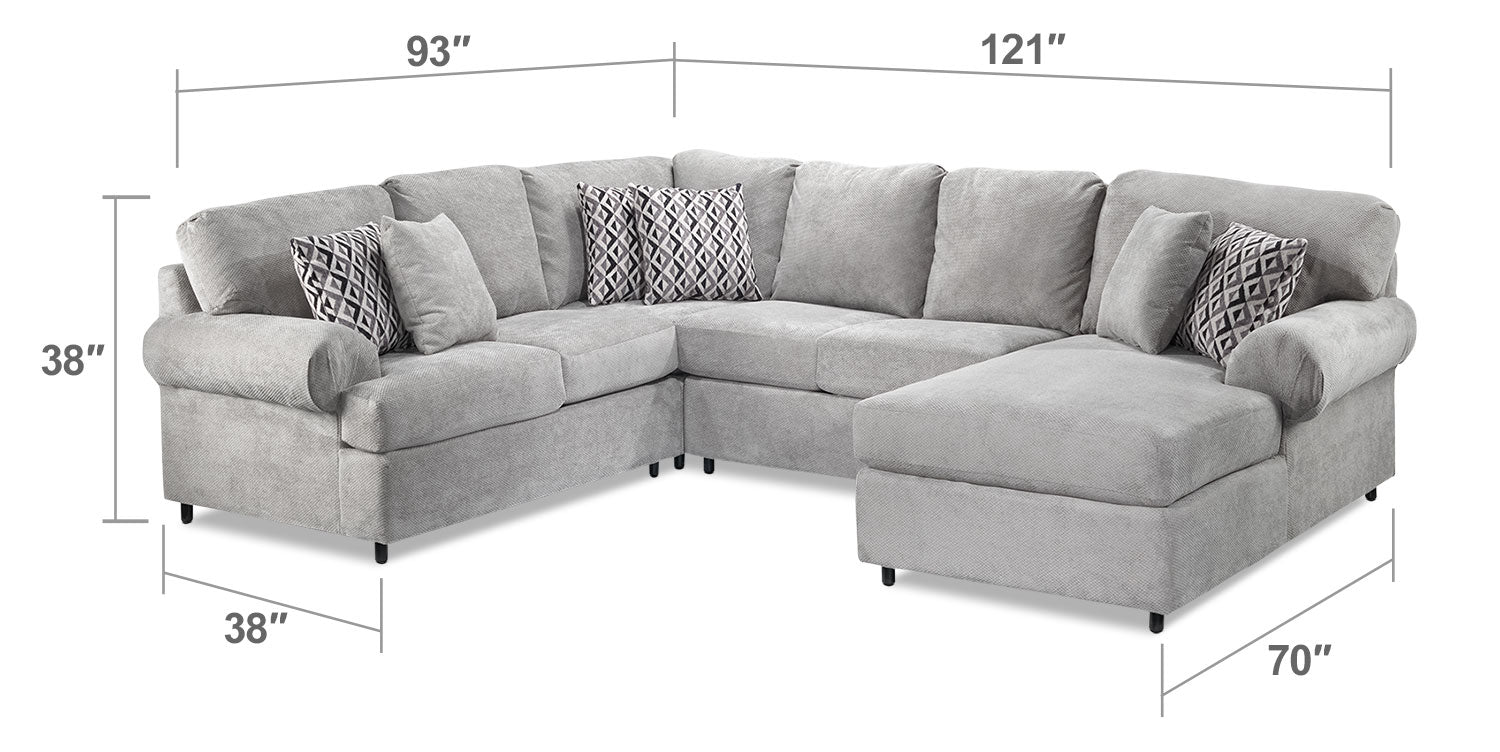 Jupiter 4-Piece Sectional with Right-Facing Chaise - Ash
