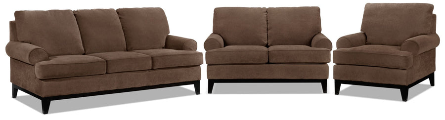 Crizia Sofa, Loveseat and Chair Set - Coffee