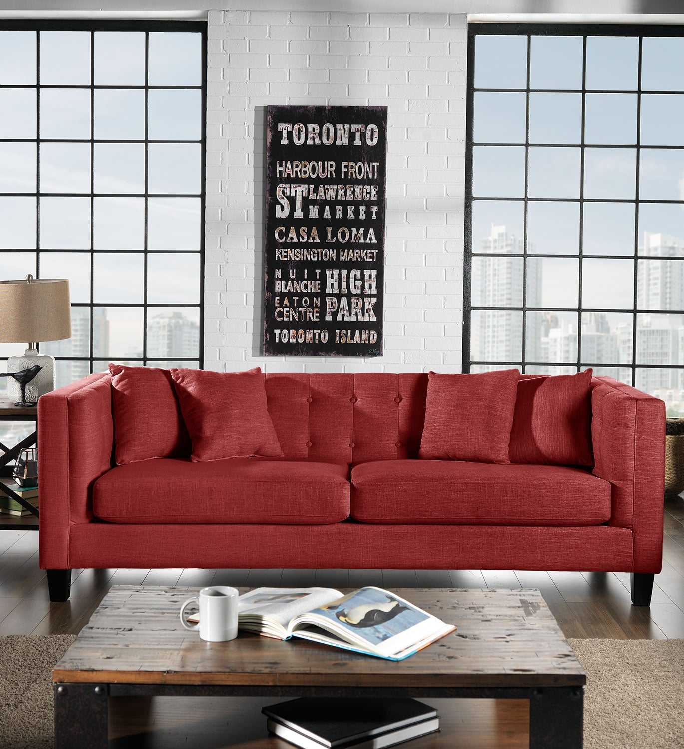 Astin Sofa and Chair and a Half Set - Red