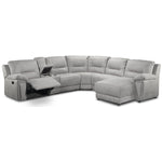 Pasadena 6-Piece Reclining Sectional with Right-Facing Chaise - Light Grey