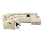 Holton 6-Piece Leather Sectional with Right-Facing Chaise - Pebble
