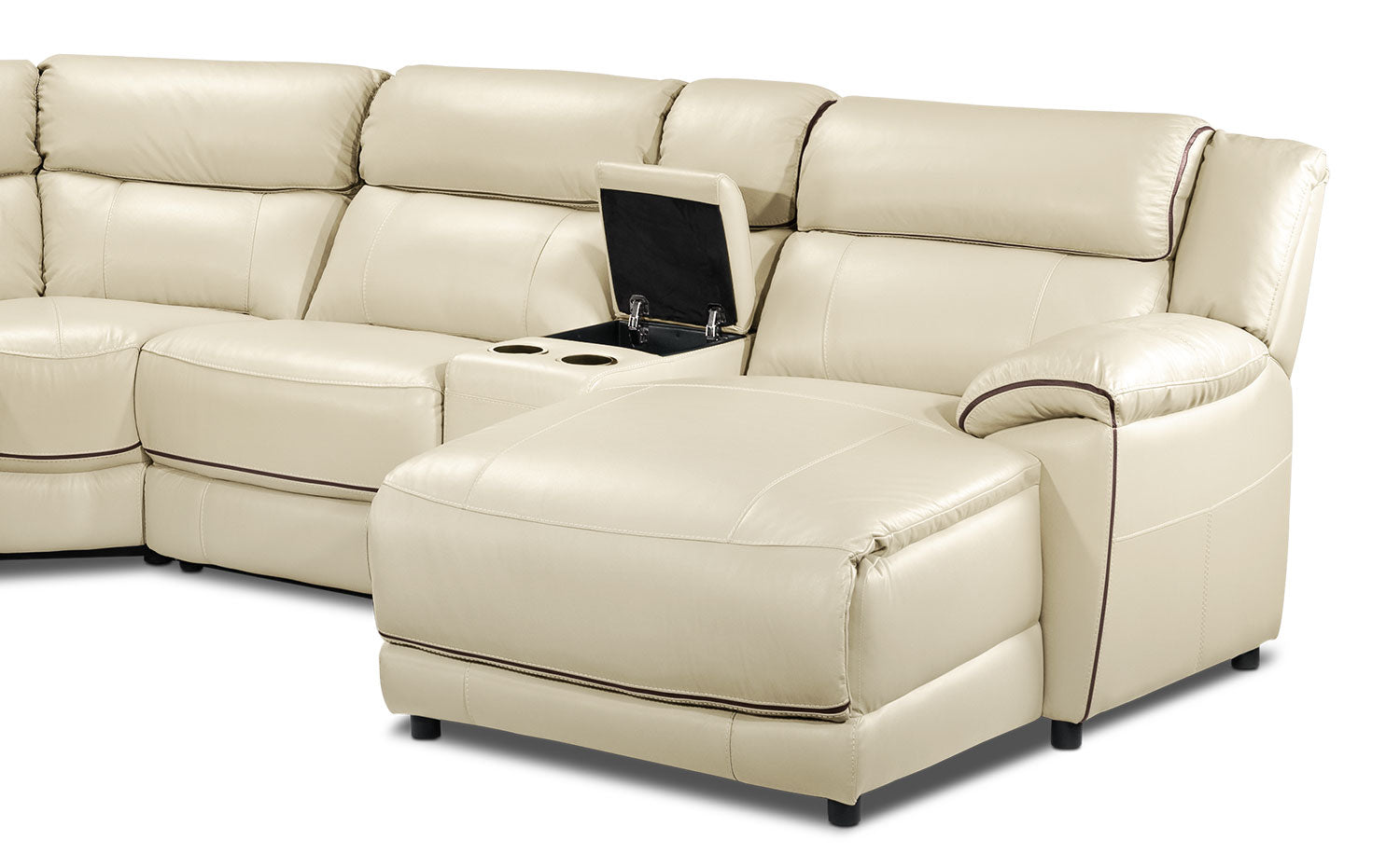 Holton 6-Piece Leather Sectional with Right-Facing Chaise - Pebble