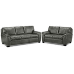 Reynolds Leather Sofa and Loveseat Set - Dark Grey