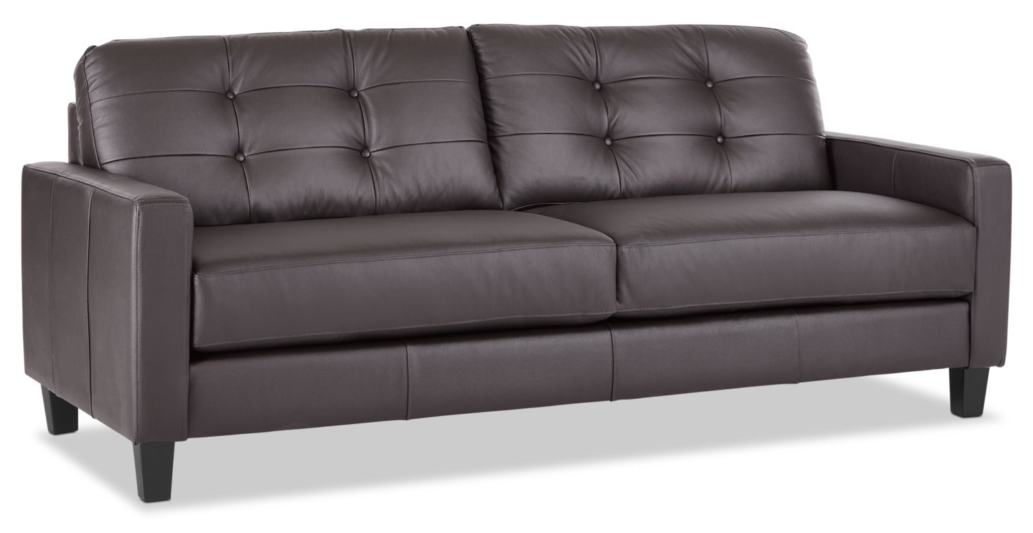 Kylie Leather Sofa, Loveseat and Chair and a Half Set - Coffee