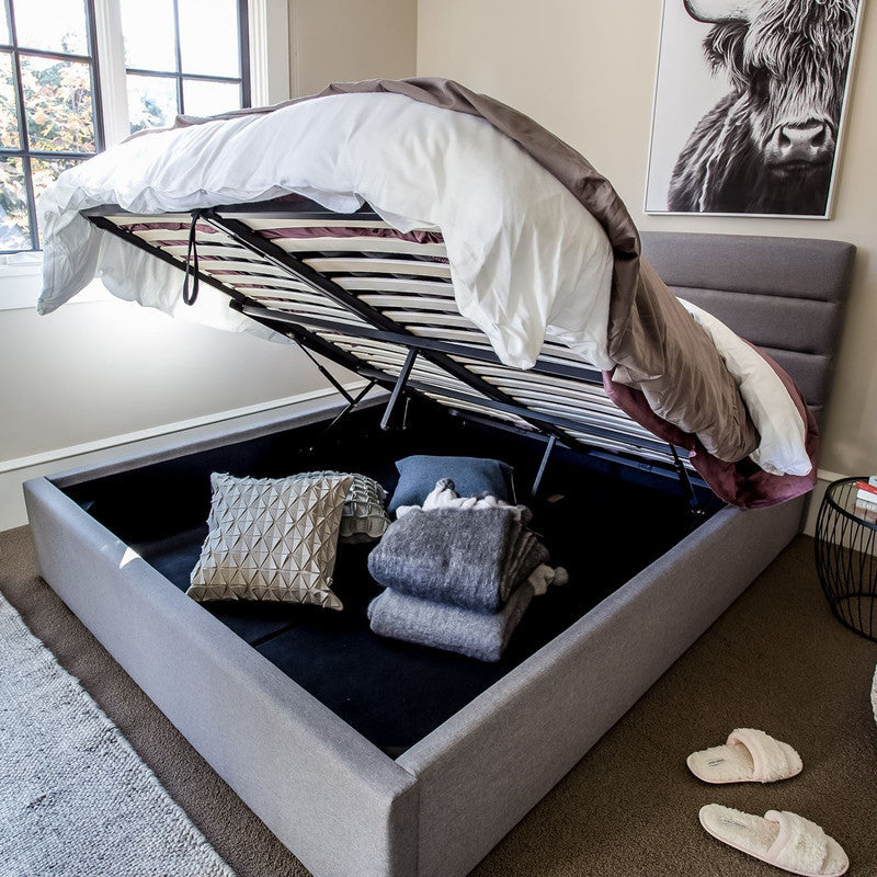 Kalasin Storage Platform King Bed - Grey/Beige