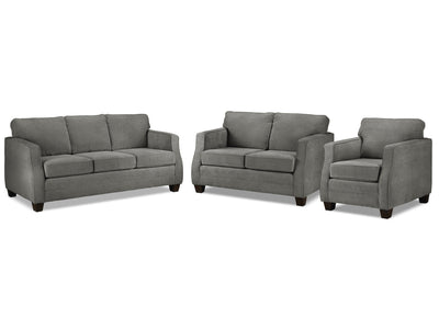 Agnes Sofa, Loveseat and Chair Set - Slate