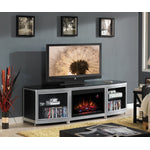Gotham Fireplace Credenza - Silver and Black