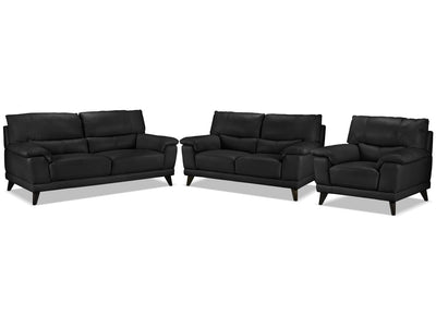 Braylon Sofa, Loveseat and Chair Set - Classic Black