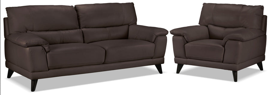 Braylon Sofa and Chair Set - Dark Chocolate