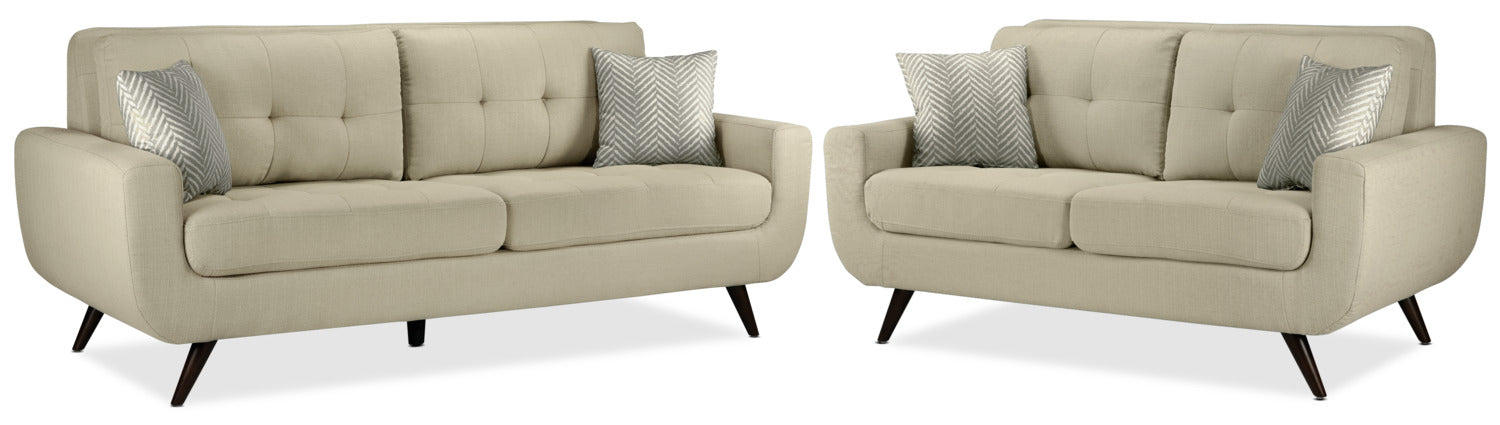 Julian Sofa and Loveseat Set - Beige