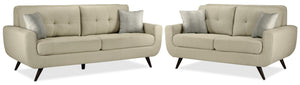 Julian Sofa and Loveseat Set - Beige