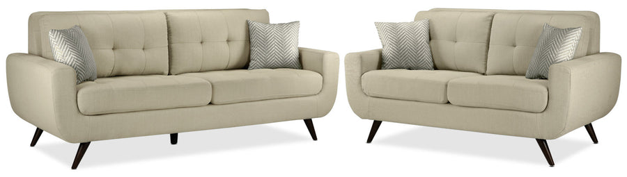 Julian Sofa and Loveseat Set - Beige