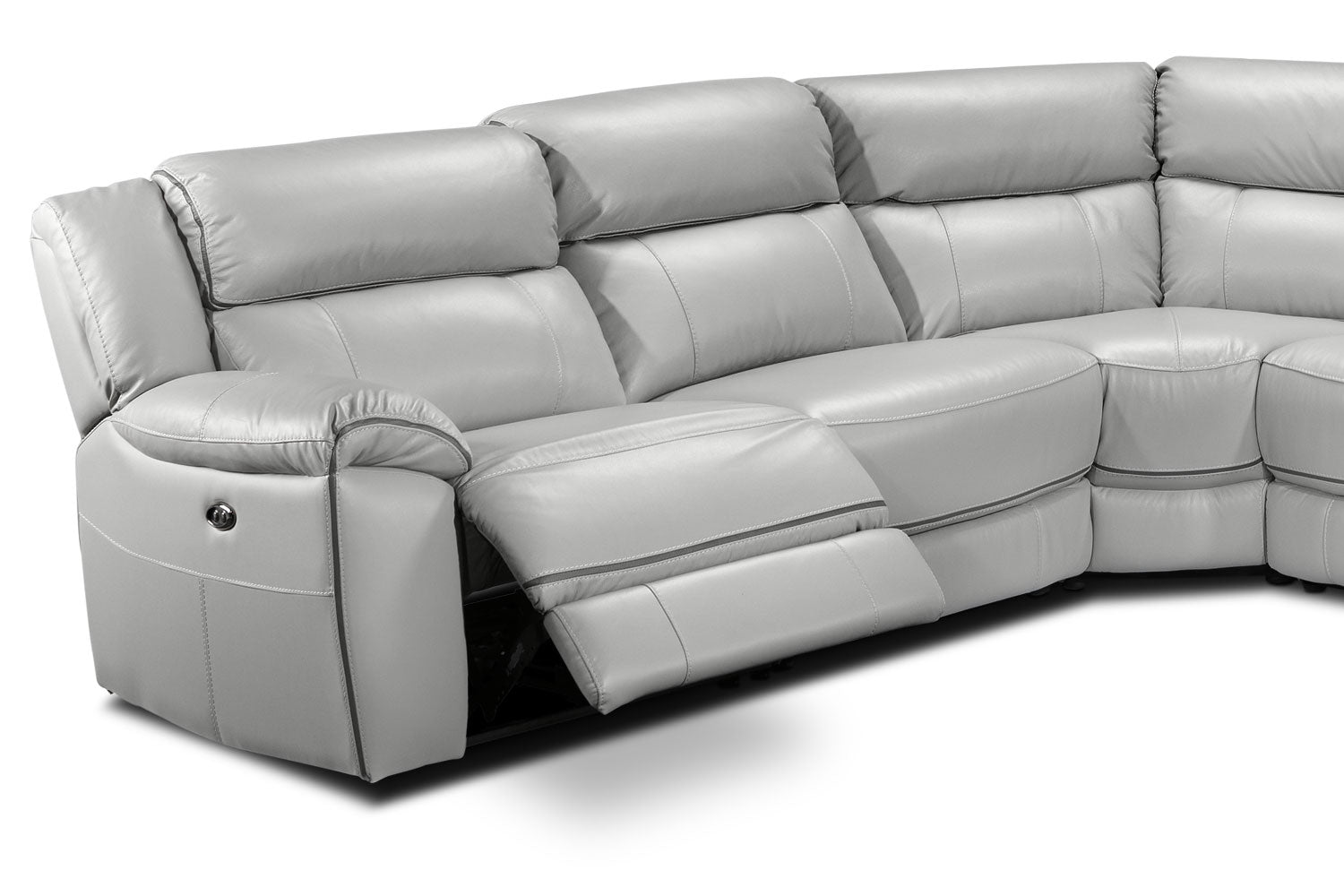 Holton 6-Piece Leather Sectional with Right-Facing Chaise - Grey