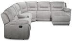 Pasadena 6-Piece Reclining Sectional with Right-Facing Chaise - Light Grey