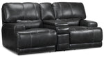 Dearborn Power Reclining Leather Loveseat with Console - Charcoal