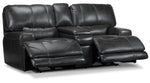 Dearborn Power Reclining Leather Loveseat with Console - Charcoal