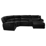 Holton 5-Piece Leather Sectional with Right-Facing Chaise - Black
