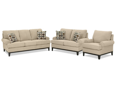 Crizia Sofa, Loveseat and Chair Set - Mocha