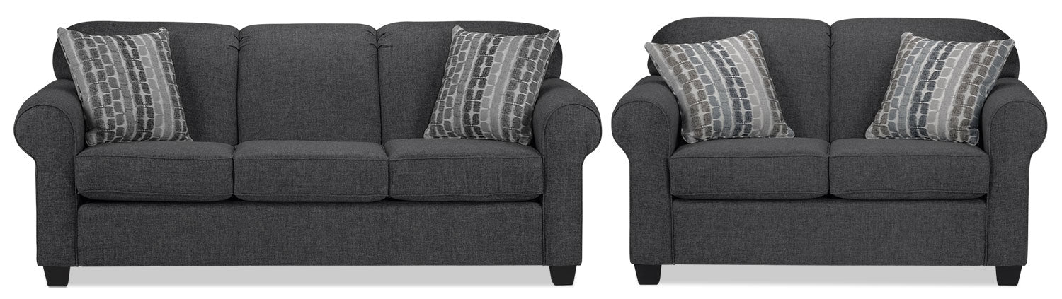 Aristotle Sofa and Loveseat Set - Graphite