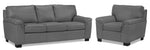 Reynolds Leather Sofa and Chair Set - Grey