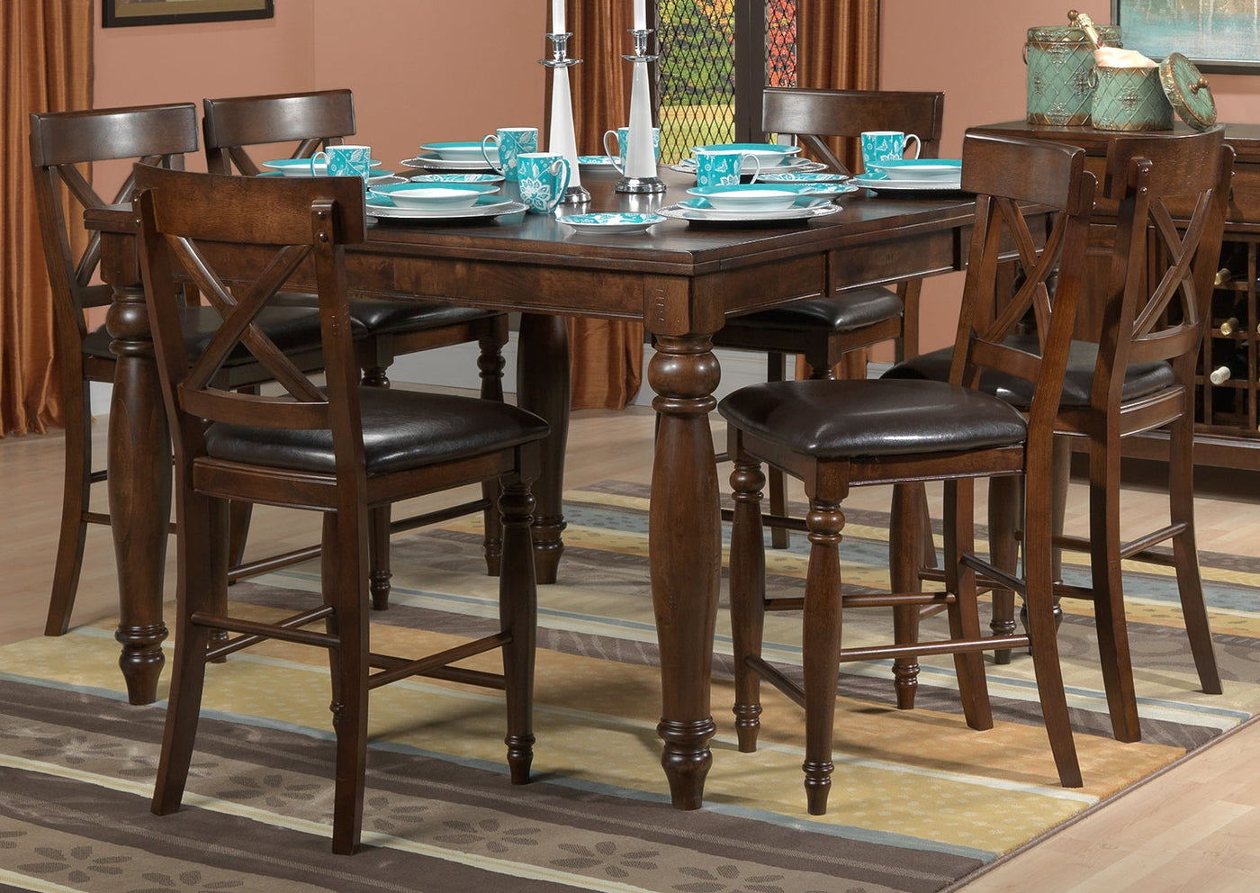 Kingstown 7-Piece Counter Height Dining Room Set - Chocolate