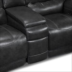 Dearborn Power Reclining Leather Loveseat with Console - Charcoal