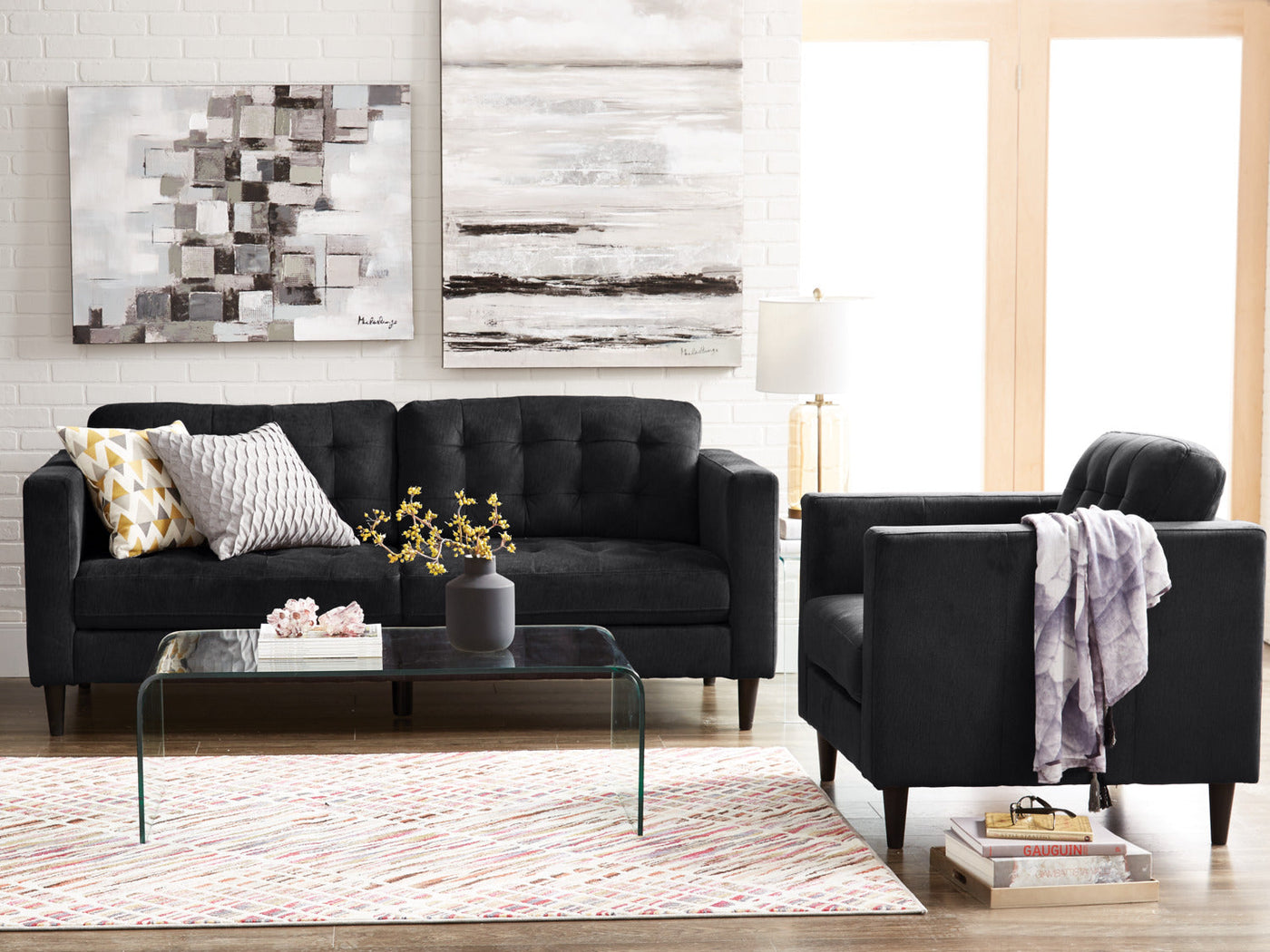 Anthena Polyester Sofa - Charcoal