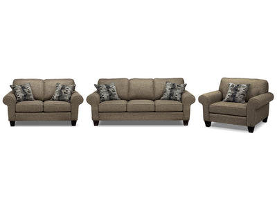 Drake Sofa, Loveseat and Chair Set - Mercury