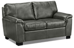 Reynolds Leather Loveseat - Dark Grey