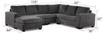 Danielle 3-Piece Sectional with Left-Facing Corner Wedge - Grey