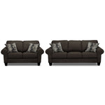 Drake Sofa and Loveseat Set - Pewter