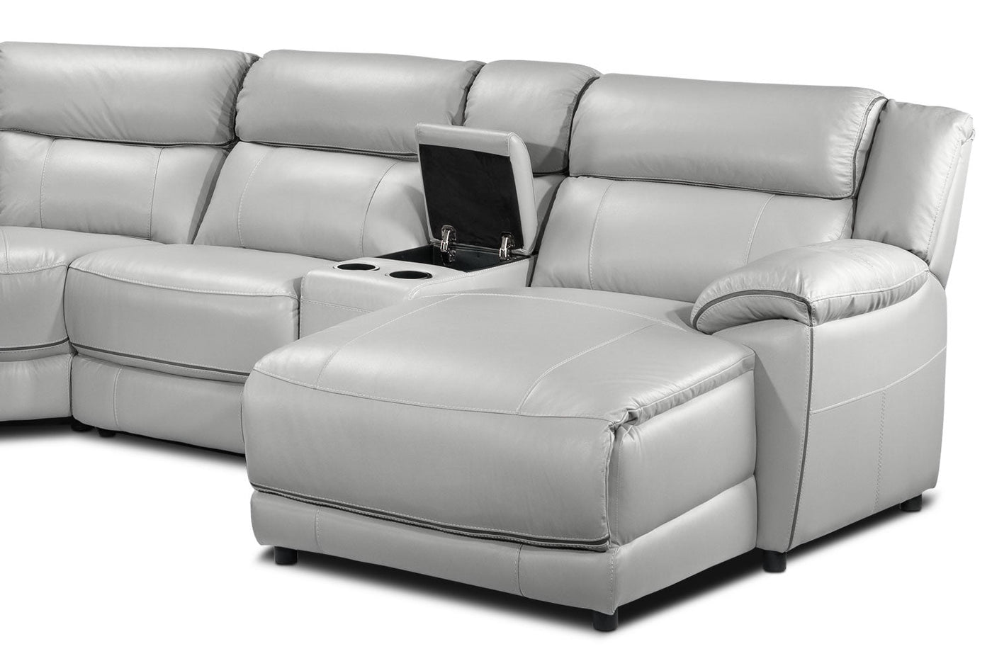 Holton 6-Piece Leather Sectional with Right-Facing Chaise - Grey