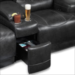 Dearborn Power Reclining Leather Loveseat with Console - Charcoal