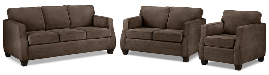 Agnes Sofa, Loveseat and Chair Set - Chocolate