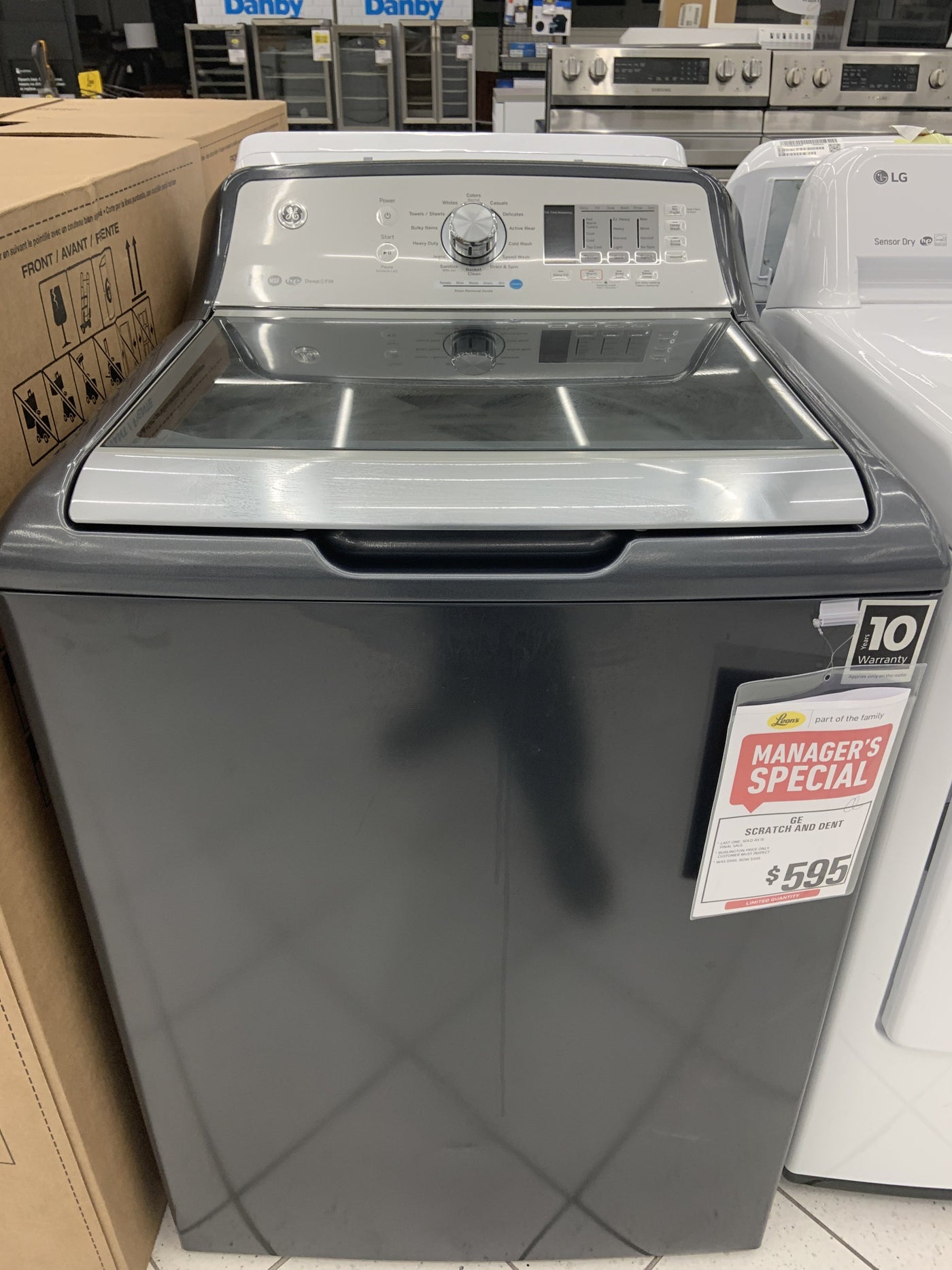 GE Diamond Grey Top-Load Washer (5.3 Cu. Ft.) - GTW680BMMDG - Open-Box