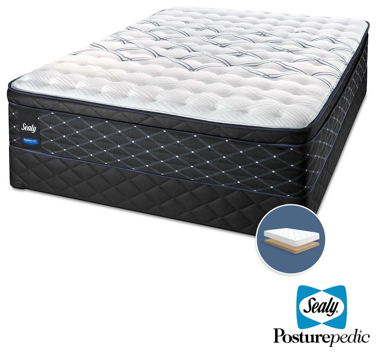 Sealy Entity Plush Queen Mattress and Low-Profile Boxspring