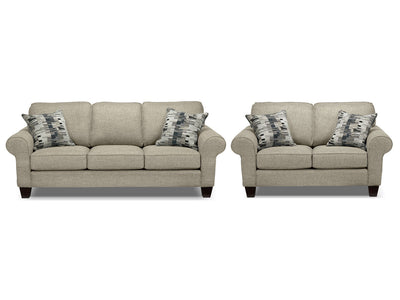 Drake Sofa and Loveseat Set - Taupe