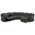 Pasadena 6-Piece Reclining Sectional with Right-Facing Chaise - Dark Grey