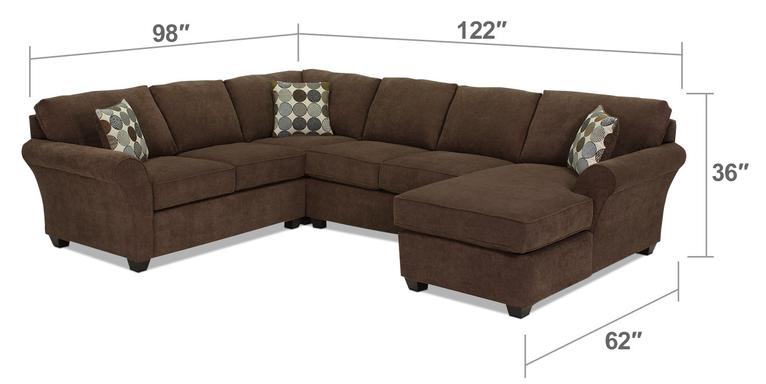 Althea 4-Piece Sectional with Right-Facing Chaise - Coffee