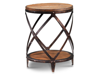 Pinebrook Round End Table - Distressed Natural Pine