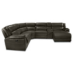 Holton 6-Piece Leather Sectional with Right-Facing Chaise - Charcoal Grey